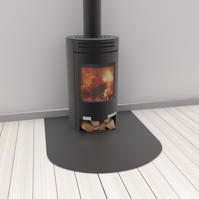 Eldstadsplan i svart målat stål med halvbåge