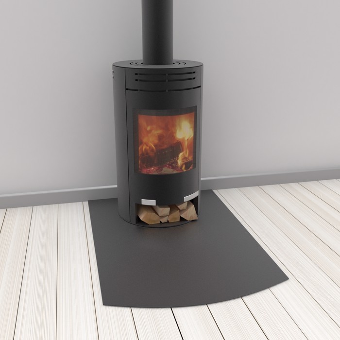 Eldstadsplan i svart målat stål med platt båge