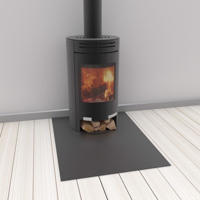 Eldstadsplan i svart målat stål fyrkantig